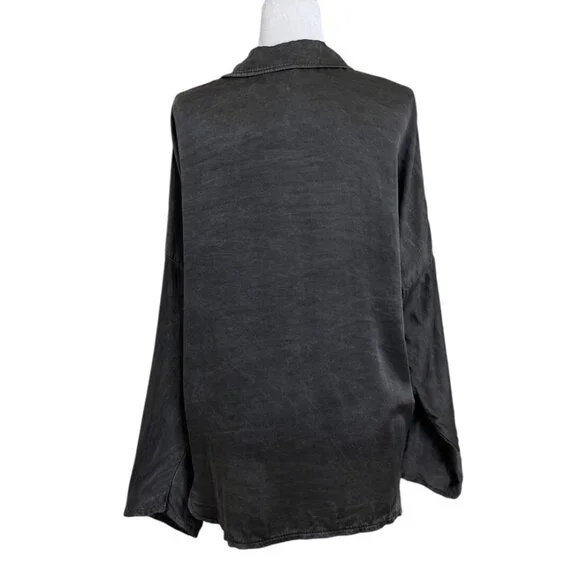 JS Millenium Top Grey Button-Up Long Sleeve Blouse Italy Women One Size Fit All - Picture 3 of 7
